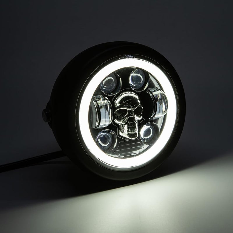 BENEALL Motorcycle Headlight 5.75 inch Round LED with Mounting Brackets Assembly, Front Headlamp with DRL High/Low Beam for Cafe Racer E-bike Bobber Chopper (style D) - Image 5